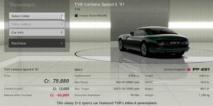 TVR Cerbera Speed six Gran Turismo 6 PS3 showroom