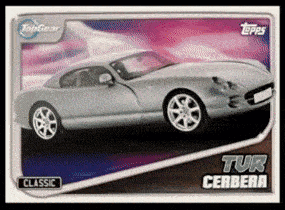 Top Gear topps collecting card - TVR Cerbera speed six