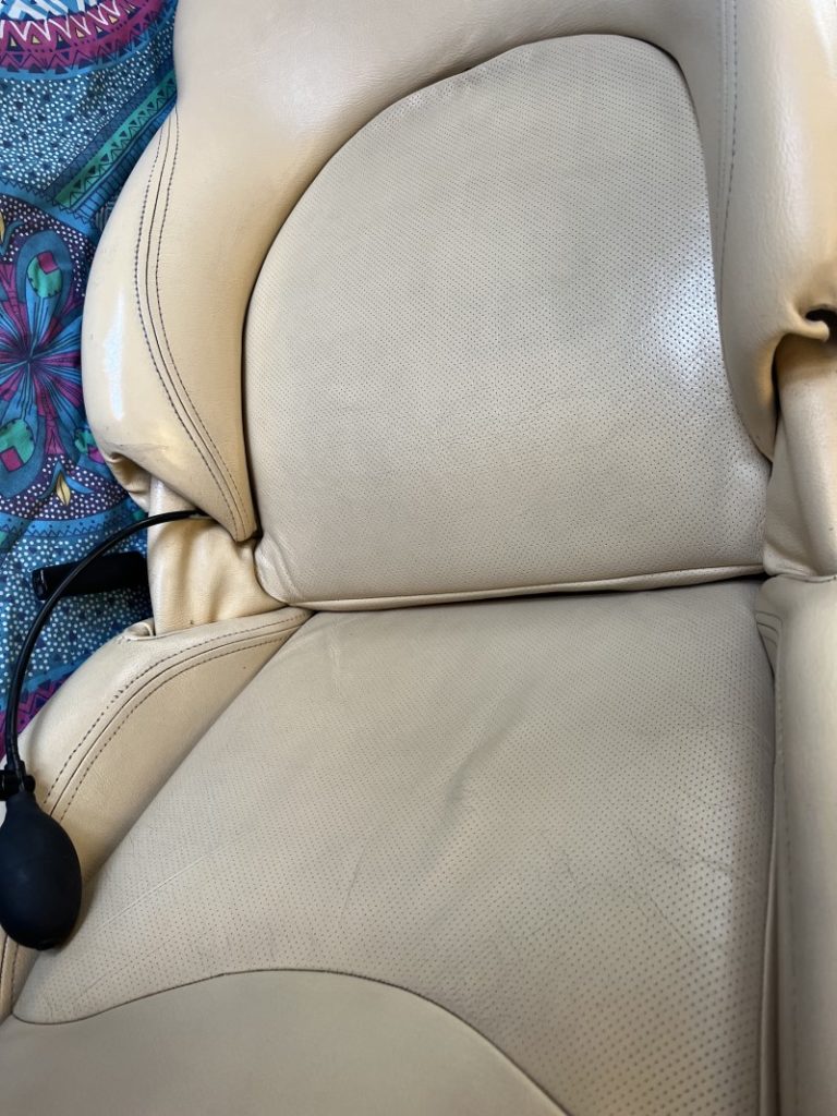 TVR Cerbera car seat leather restoration - before